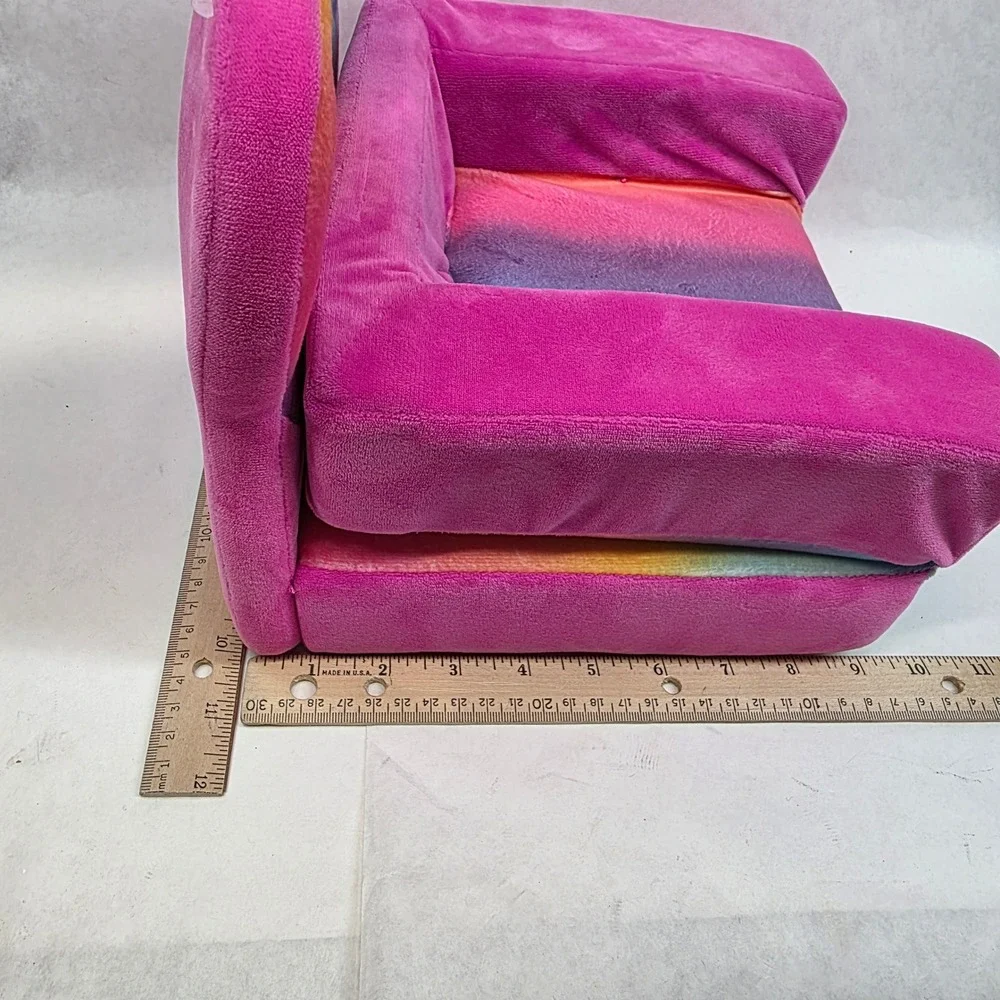 Build-A-Bear Plush Sofa Bed Heart Rainbow Ombre Flip Open Chair 027878
